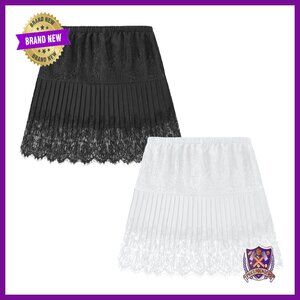 Women's Mini Lace Slip Skirt Removable Layering Shirt Extender Half Length